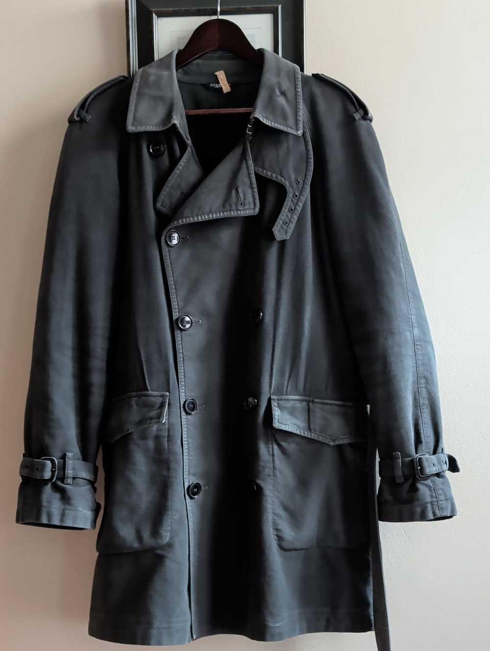 Dolce & Gabbana Vintage Dark Grey Double-Breasted Trench Coat